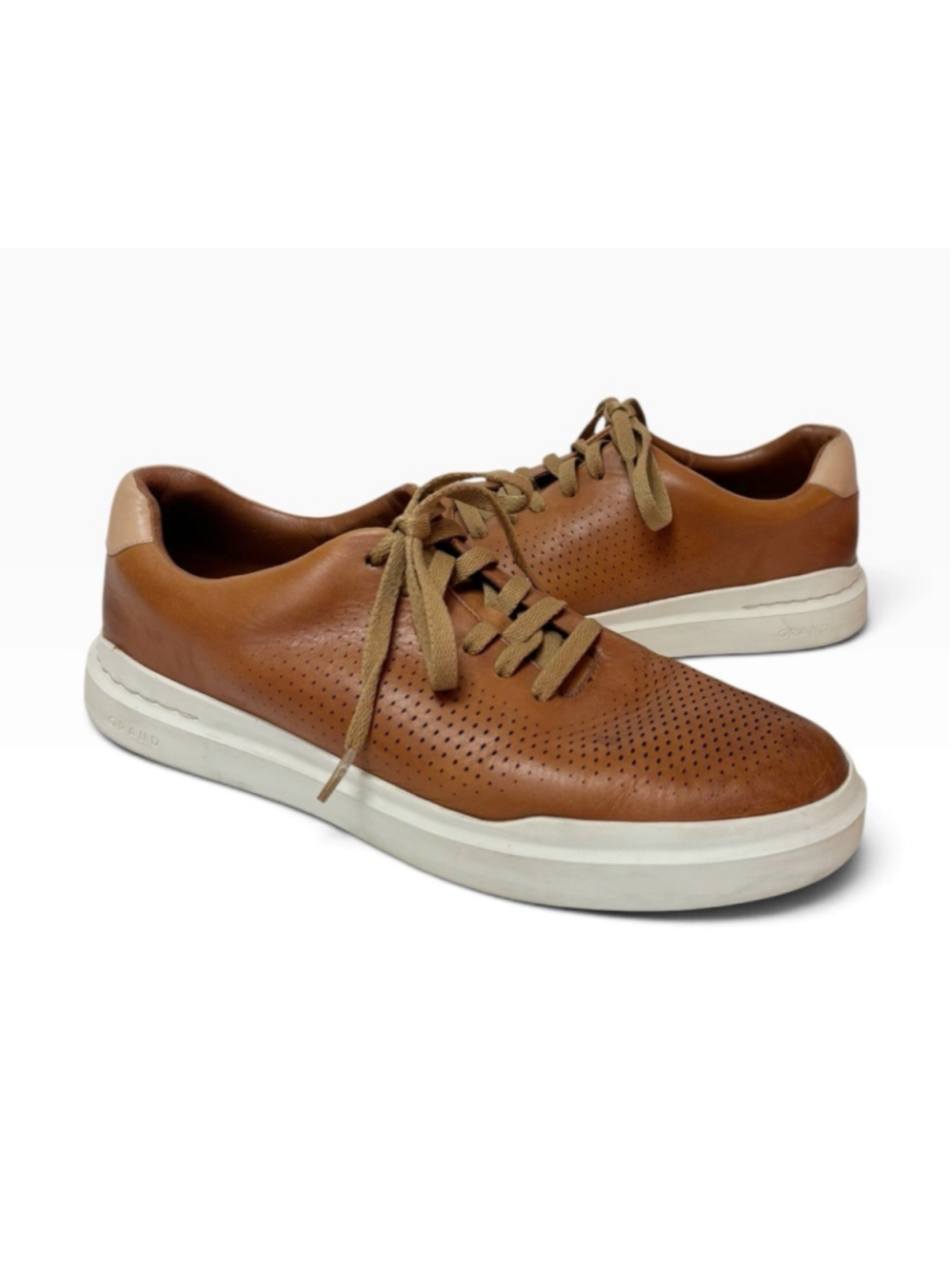 Cole Haan Grandpro Rally Laser Cut Sneakers British Tan C31218 11.5 Leather
